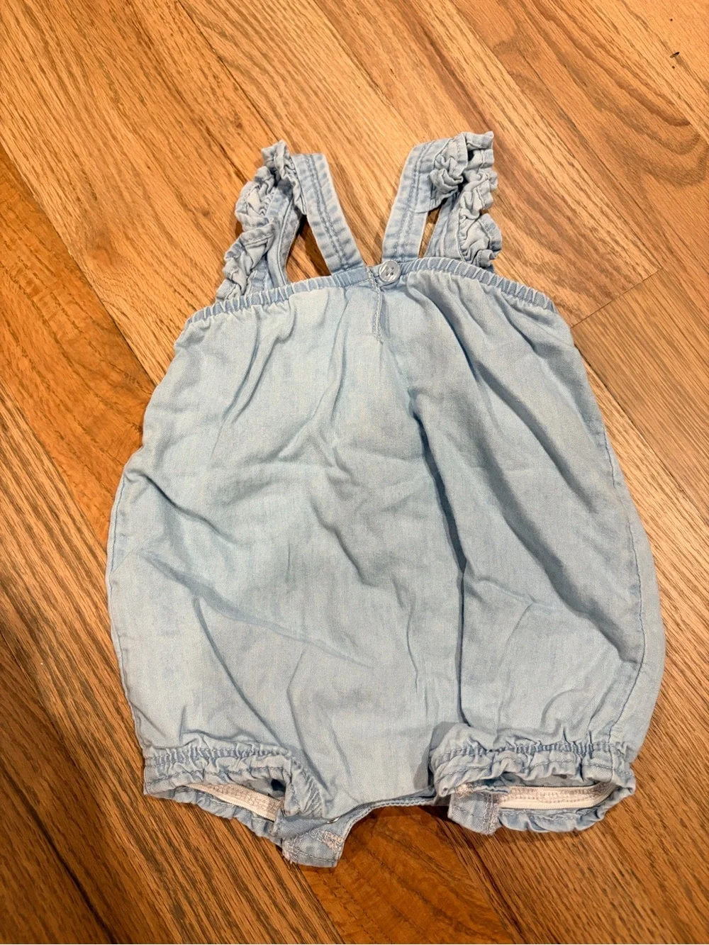 Carter’s baby girl denim romper with floral embroidering